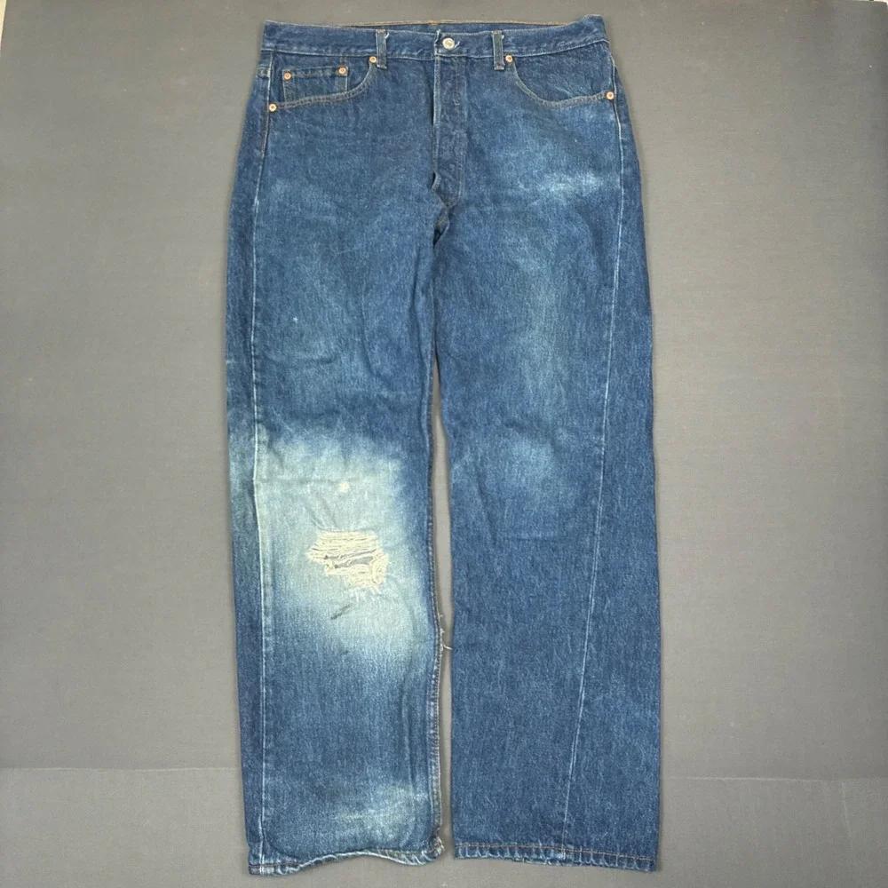 Vintage Levi's 501 Dark Wash Jeans Men's Size 38x30 (FITS 35x30) Made in USA 90s